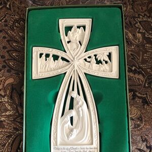 Cream color Nativity Cross Wall Hanging